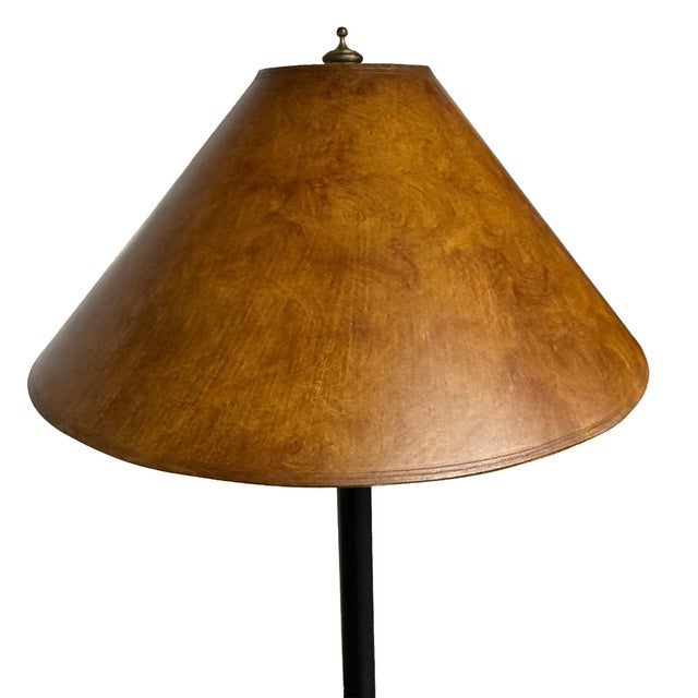 Wildwood Vintage 1980s Wildwood Traditional Burl Wood Floor Lamp – Heavy Turned Base, Elegant Conical Shade For Sale - Image 4 of 9