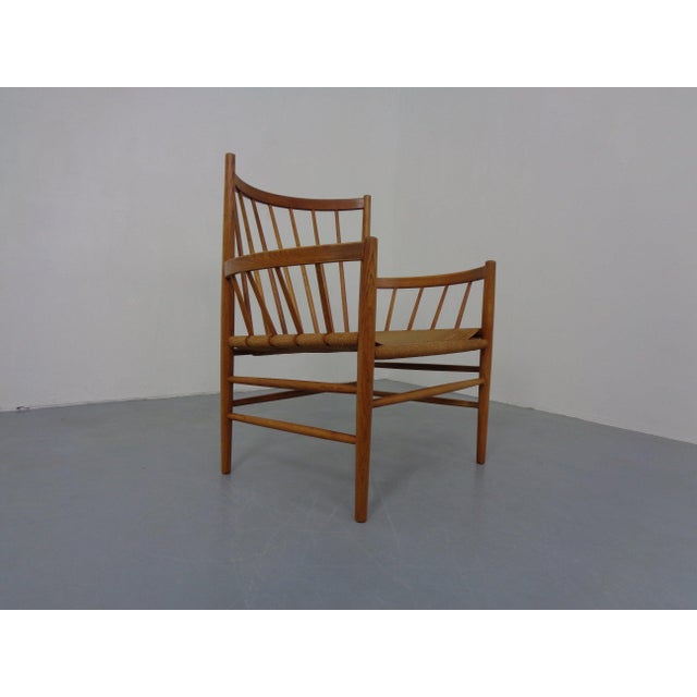 J82 Oak and Papercord Armchair by Jørgen Bækmark for FDB Møbler, Denmark, 1960s For Sale - Image 4 of 18