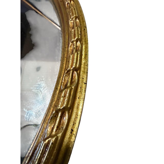 Gold Vintage Hollywood Regency Round Gold Ribbon Crest Wall Mirror 19.5 Inches For Sale - Image 8 of 8