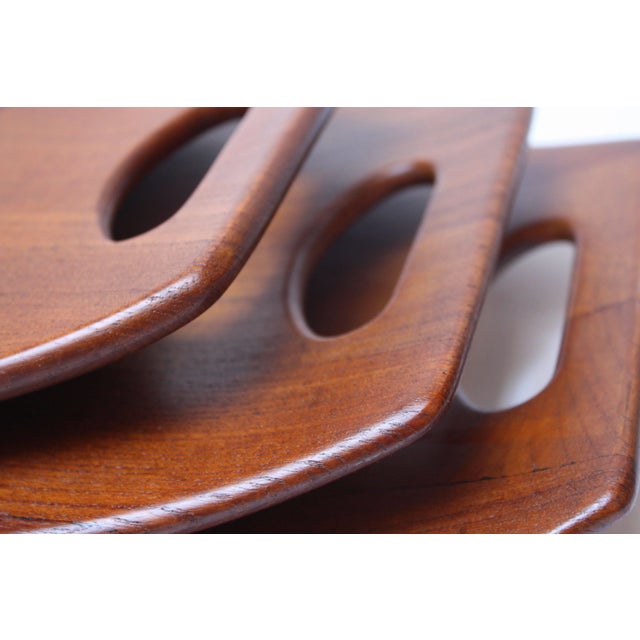 Nest Staved Teak Serving Trays by Jens Quistgaard for Dansk - Set of 3 For Sale In New York - Image 6 of 11