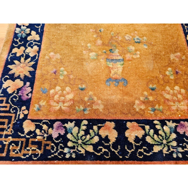 Vintage Chinese Art Deco Area Rug, Hand-Knotted Wool, 1920s, 3' x 5' For Sale - Image 12 of 15