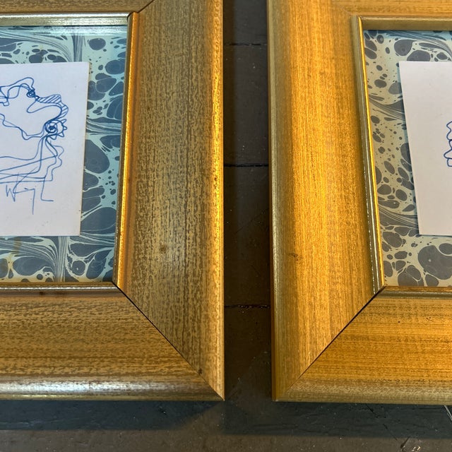 1980's Two Contemporary Original Wayne Cunningham Abstract Pen and Ink Drawings - Set of Two For Sale - Image 4 of 5