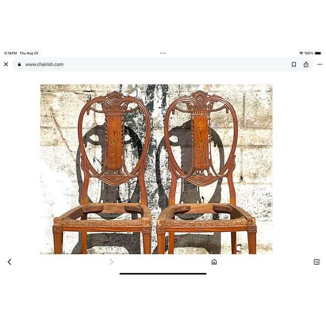 Vintage Regency Marquetry Balloon Back Chairs - a Pair For Sale - Image 12 of 12