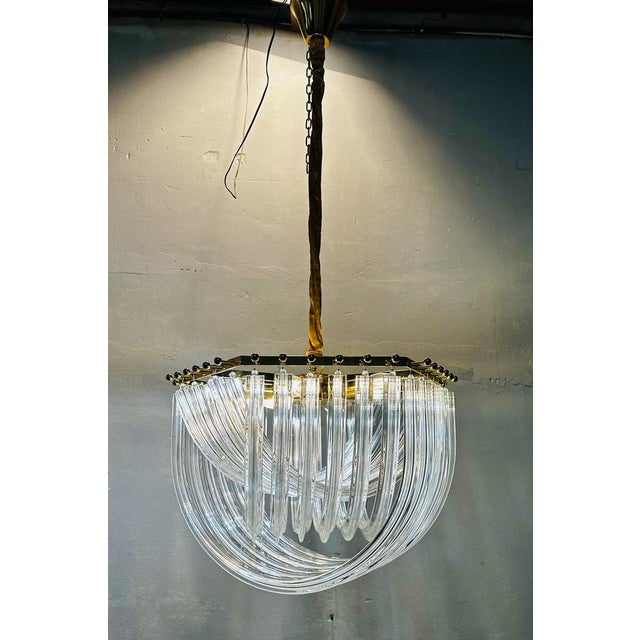 Metal Venini Trilobe Chandelier by Paolo Venini, 1980s For Sale - Image 7 of 10