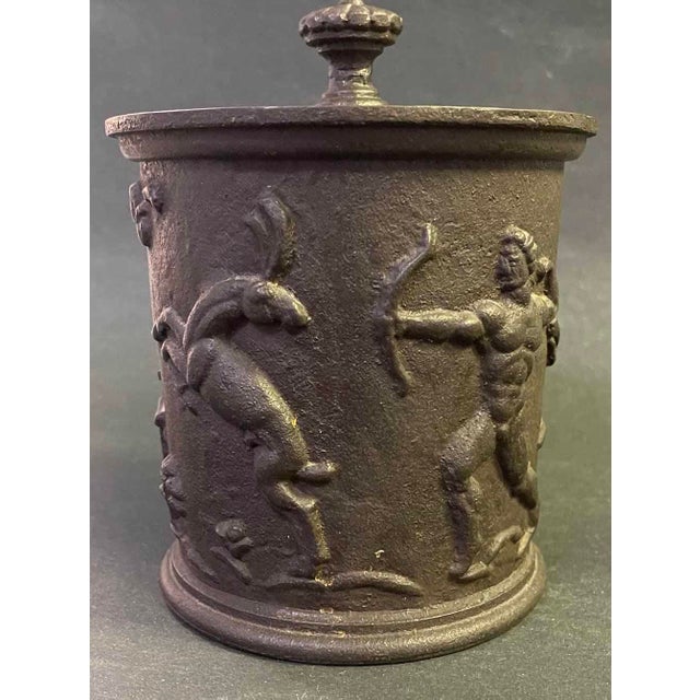 Art Deco 1930s "Hunter in Paradise," Art Deco Iron Humidor. For Sale - Image 3 of 4