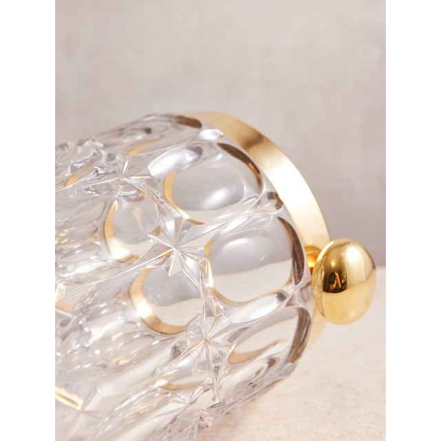 1960s Mid Century Crystal Modern Ice Bucket With Gold Rim For Sale - Image 16 of 18