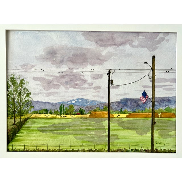 American Original Watercolor Painting “Rainy Day Hayfield” in Idaho For Sale - Image 3 of 7