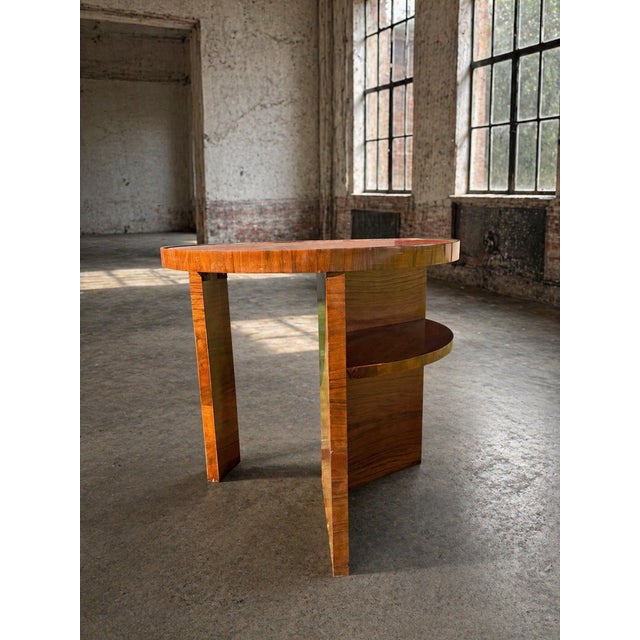 Art Deco Round Wood Side Table with Shelf For Sale - Image 6 of 11