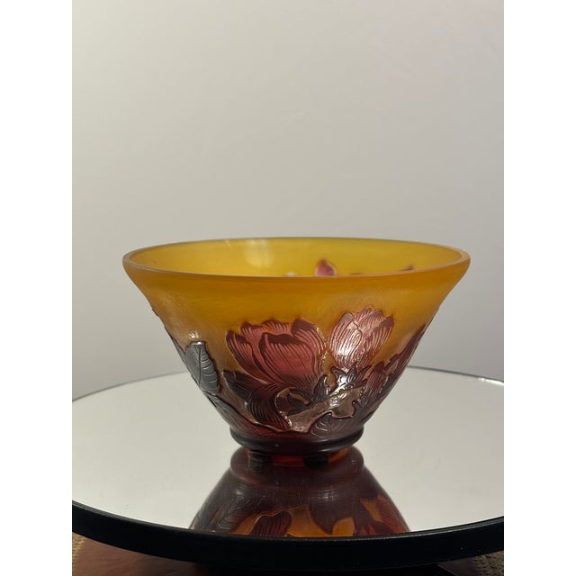 Glass Emile Gallé Cameo Glass Cabinet Vase With Magnolia Decor, C. 1900 For Sale - Image 7 of 11