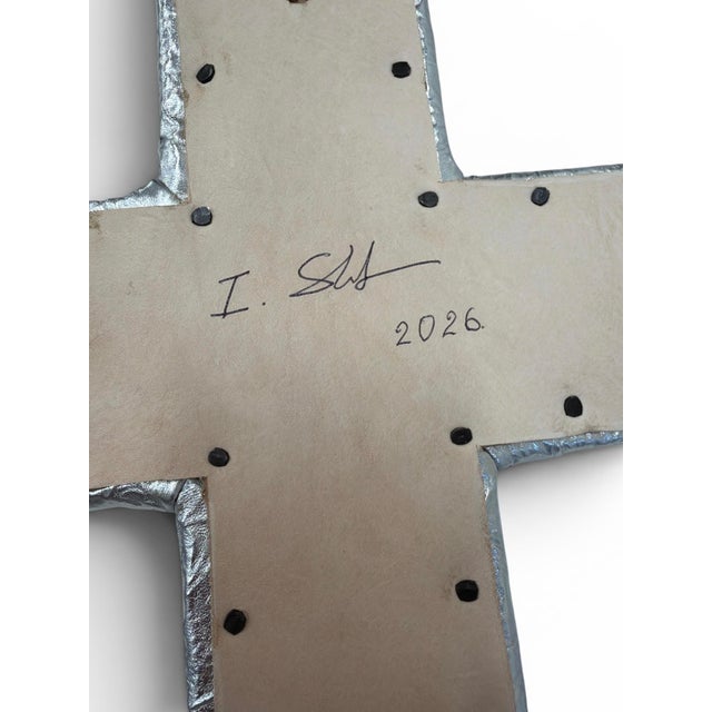 Cross No. 3 | Silver Sculptural Wall Cross For Sale - Image 4 of 6