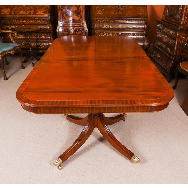 Vintage Regency Revival Flame Mahogany Dining Table and Chairs, Set of 11 For Sale - Image 10 of 14