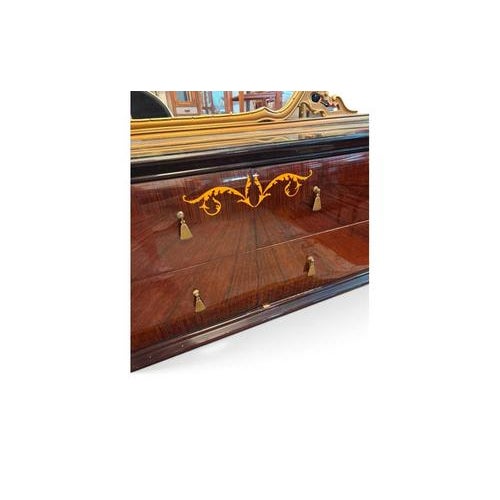 Wood Art Deco Chest of Drawers with Mirror and Nightstands, Italy, 1930s, Set of 3 For Sale - Image 7 of 18
