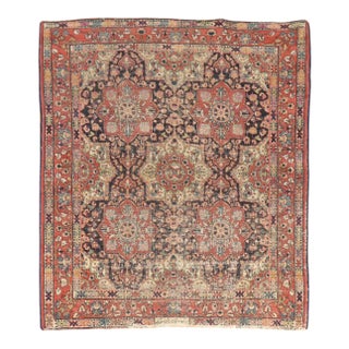 19th Century Worn Zabihi Collection Persian Rug - 4'1" x 4'8" For Sale