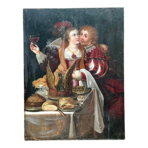 Vintage Boho 19th Century Figural Painting on Board