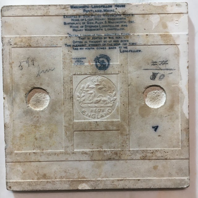 Ceramic Wedgwood Delft Tile: Wadsworth-Longfellow House - 1899 I For Sale - Image 7 of 8