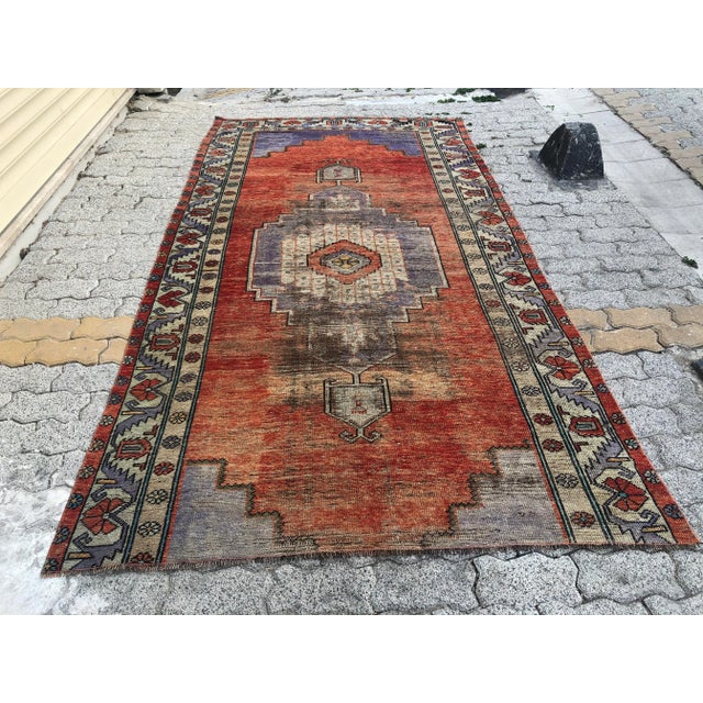 Vintage Colourful Handmade Area Rug For Sale - Image 10 of 11