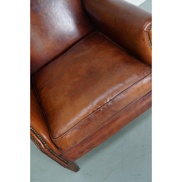 Vintage Dutch Cognac Colored Leather Club Chair For Sale - Image 4 of 17