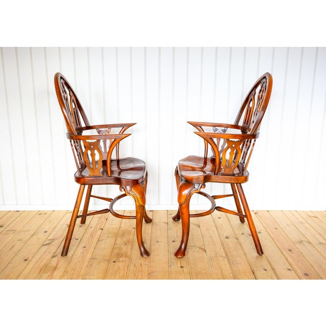 Gothic Strawberry Hill Windsor Steeple Back Armchairs by Theodore Alexander, 1990s, Set of 2 For Sale - Image 10 of 18