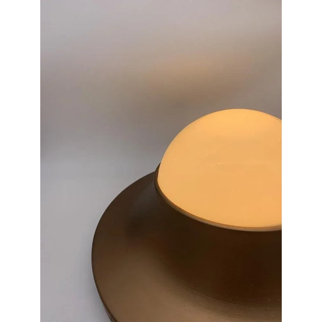 Fantastic about 1960s design ceiling light, milk white glass. Painted metal frame. Attributed to Caccia Dominioni,...