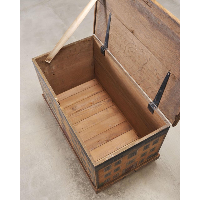 19th C. Country English Painted Georgian House Blanket Chest For Sale - Image 16 of 18