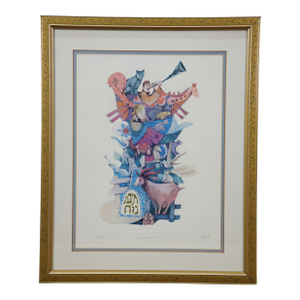 Amram Ebgi Animals Board the Ark Mixed Media Copper Plate Judaica W Coa