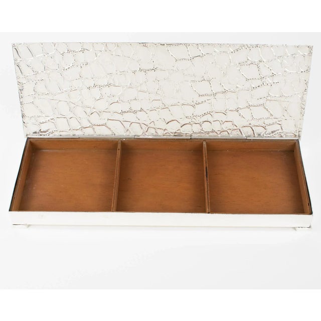 Modernist Oversized Long and Flat Silver Plate Box With Crocodile Pattern, 1960s For Sale In Atlanta - Image 6 of 9
