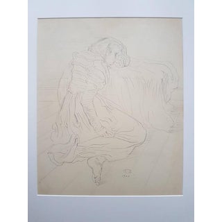 Eugene Berman, Model Pencil Drawing, Modern Style, Signed, 1944 43x35 Cm, 1920s, Pencil For Sale