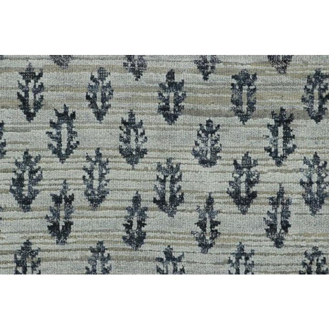 Contemporary Rug & Kilim’s Block Print Rug Design in Gray With Grisaille Blue Floral Patterns For Sale - Image 3 of 7