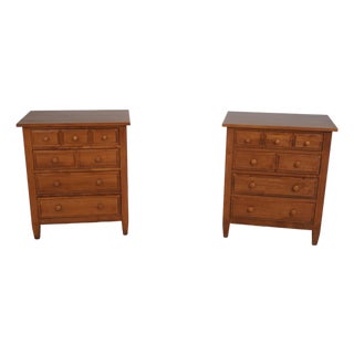 Pair Ethan Allen Country Colors Maple 4 Drawer Nightstands For Sale