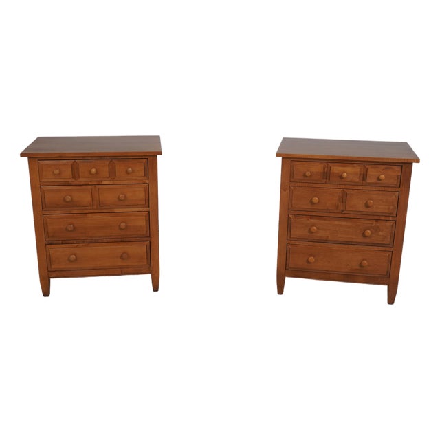 Pair Ethan Allen Country Colors Maple 4 Drawer Nightstands For Sale