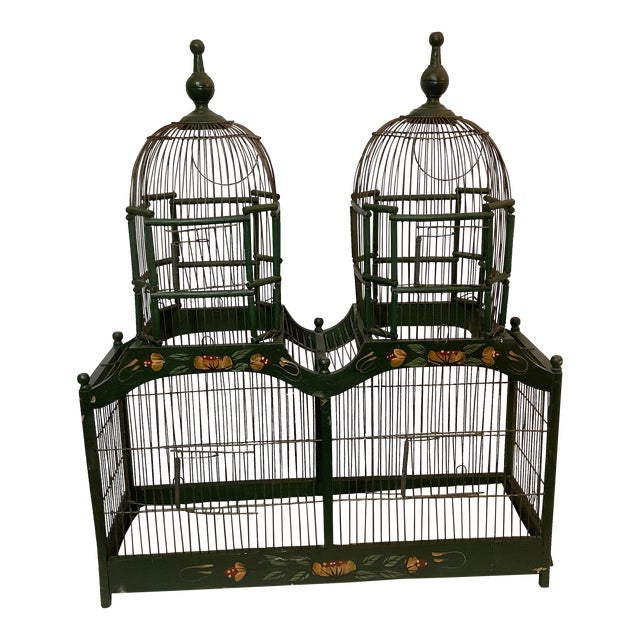 Vintage Folk Art Painted Double Dome Bird House For Sale