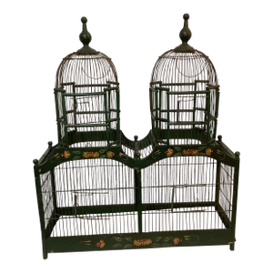Vintage Folk Art Painted Double Dome Bird House