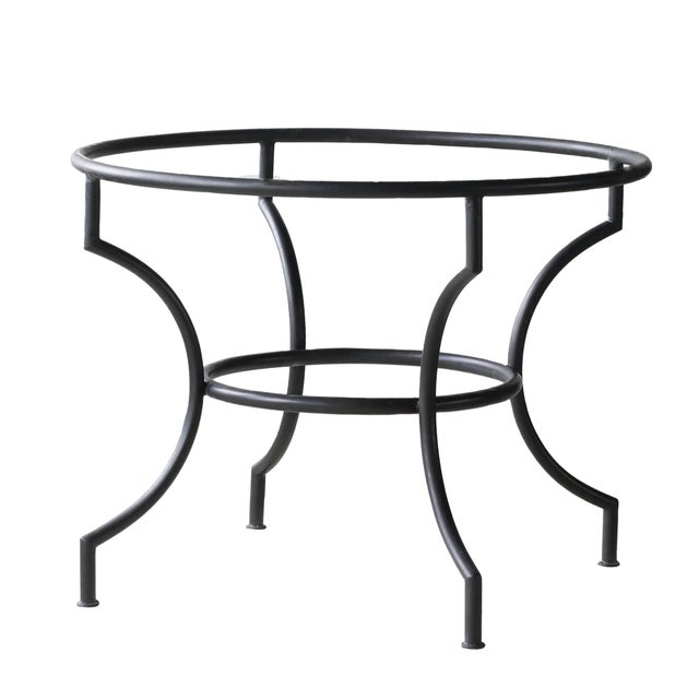 Moroccan Matthew Izzo Home Moroccan Zellige Yellow and White Striped Tile and Iron Base 48" Round Bistro Table For Sale - Image 3 of 4