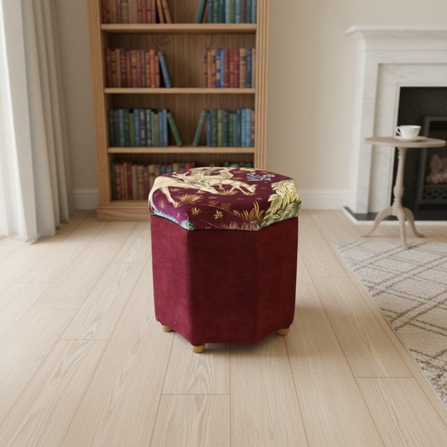 Mid-Century Modern Star-Shaped Sewing Ottoman in The Brook Velvet from Morris & Co., 1950s For Sale - Image 3 of 10