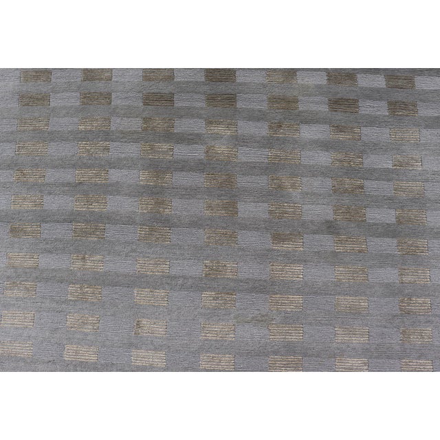 Large Modern Tibetan Wool and Silk Rug in Neutral Earth Tones 10'0" X 15'0" For Sale - Image 9 of 12