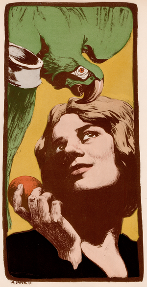 Angelo Jank, La Femme au Parroquet, 1898, Original Lithograph