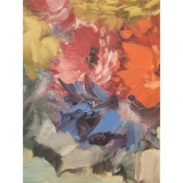 Mid 20th Century Mid Century Still Life Floral Painting Signed For Sale - Image 5 of 8