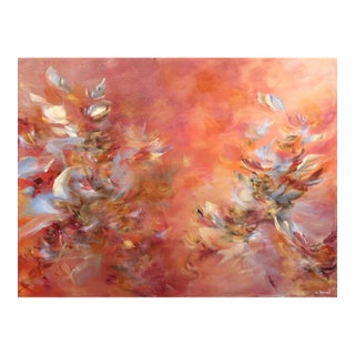 Venus - Ethereal Abstract Textural Floral Painting in Blush, Coral and Gold Original Artwork by Vé Boisvert For Sale