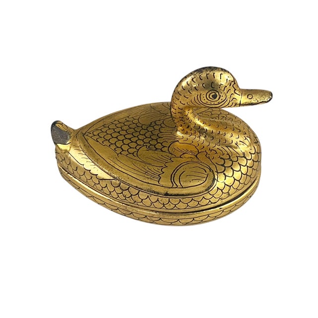 Traditional Vintage Burmese Gold Painted Wood Lacquered Duck Trinket Box For Sale - Image 3 of 7
