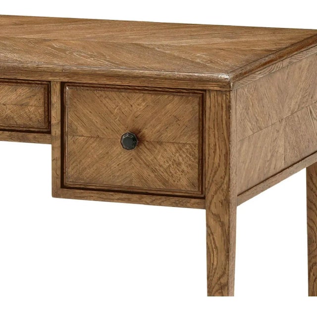 Italian NeoClassic Oak Parquetry Desk - Natural For Sale - Image 4 of 6
