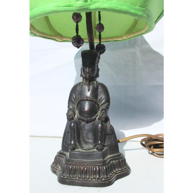 Chinese Ming Bronze Ancestor Figure Mounted as Lamp For Sale - Image 4 of 9