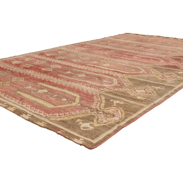 53580 Vintage Turkish Oushak Saph Prayer Rug, 05'07 x 09'03. The Anatolian Ritual: A Vintage Turkish Oushak Masterpiece of...