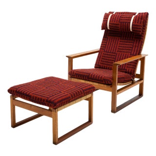 Set of The Runner Chair and Foostool attributed to Børge Mogensen for Frederica Stolefabrik, 1950s For Sale