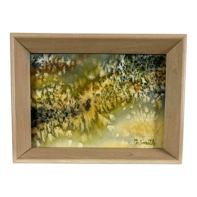 Original Watercolor Painting Signed and Framed Sparkle Abstract For Sale
