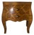 Vintage Italian Burl Olive Wood Parquetry Two-Drawer Miniature Chest With Shell Handles For Sale