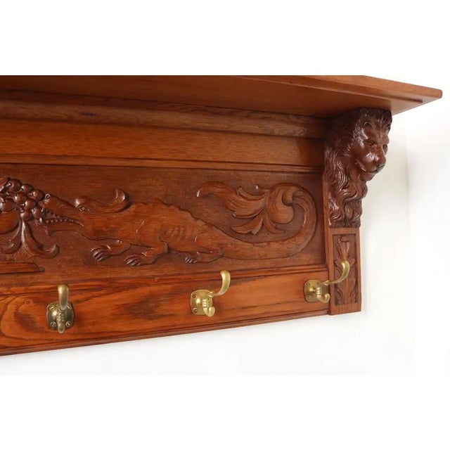 Antique Renaissance Revival French Coat Rack Lion Masks, 1880 For Sale - Image 9 of 13