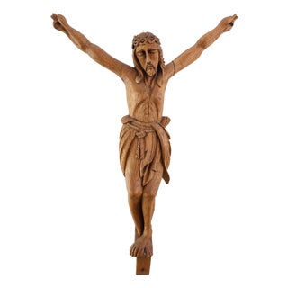 Late 19th Century Sculpted Oak Crucifix, Italy, 1800s For Sale