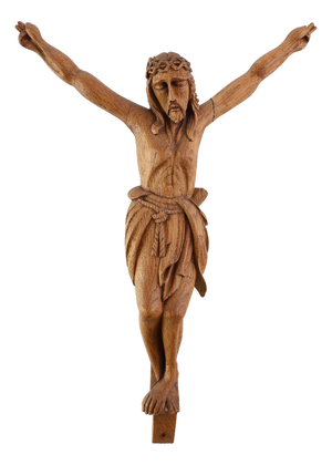 Late 19th Century Sculpted Oak Crucifix, Italy, 1800s
