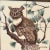 Mid-century modern, wood framed, signed tile panel of an owl in a pine tree.This unique, one-of-a-kind panel consists of 4...