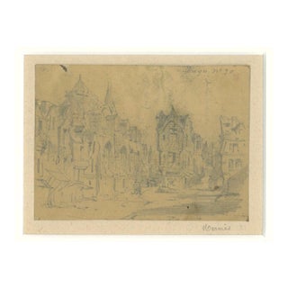 Louis Adolphe Mervi - Cityscape - Original Pencil on Paper by Louis Adolphe Mervi - 20th Century For Sale